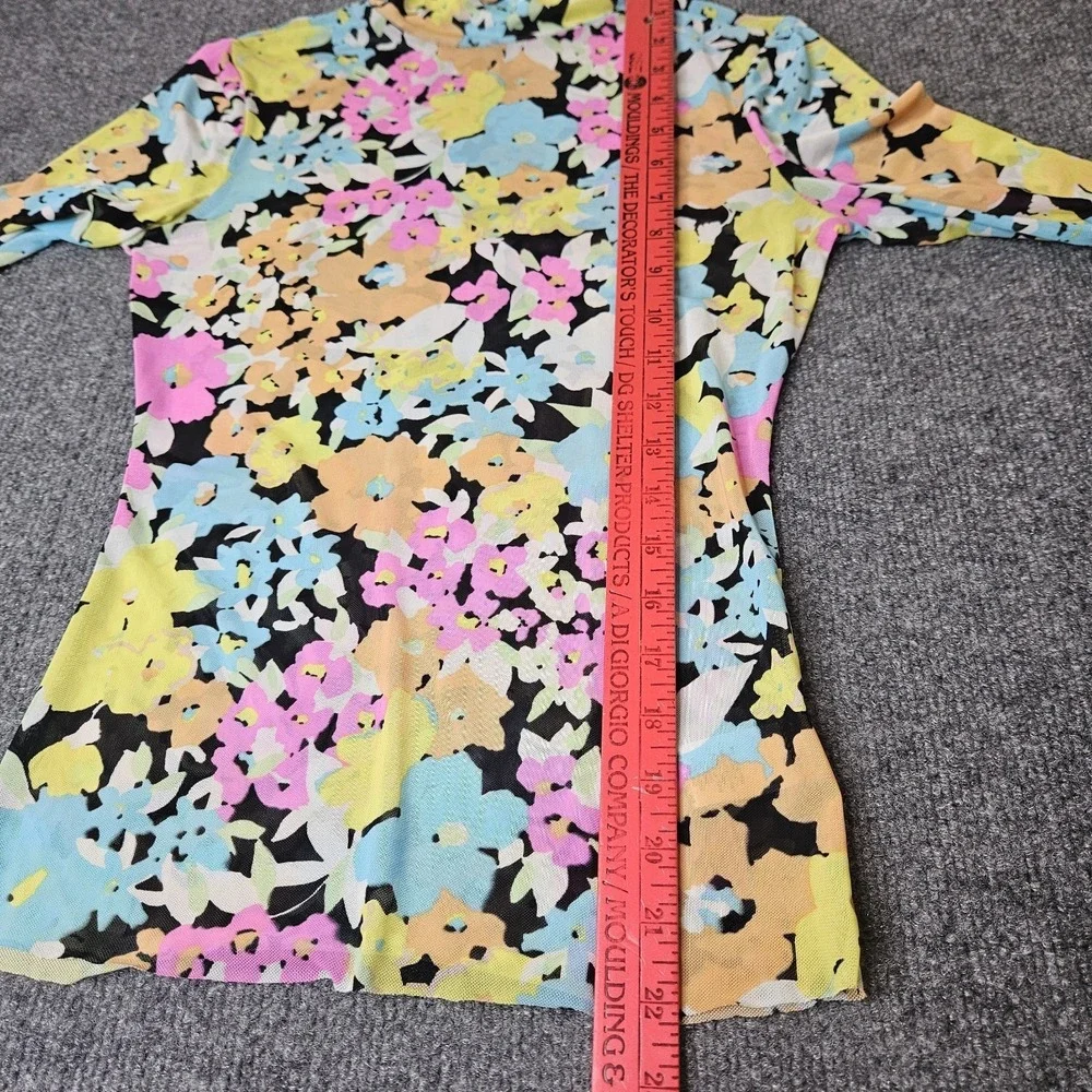 AFRM Mesh Longsleeve Top Stretch Sheer‎ Size Small Floral Y2k Style